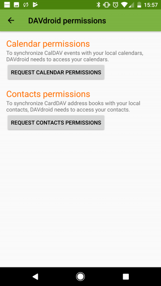 Davdroid permissions