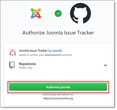 Authorize Joomla! Issue Tracker