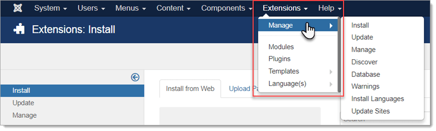 Click Extensions > Manage