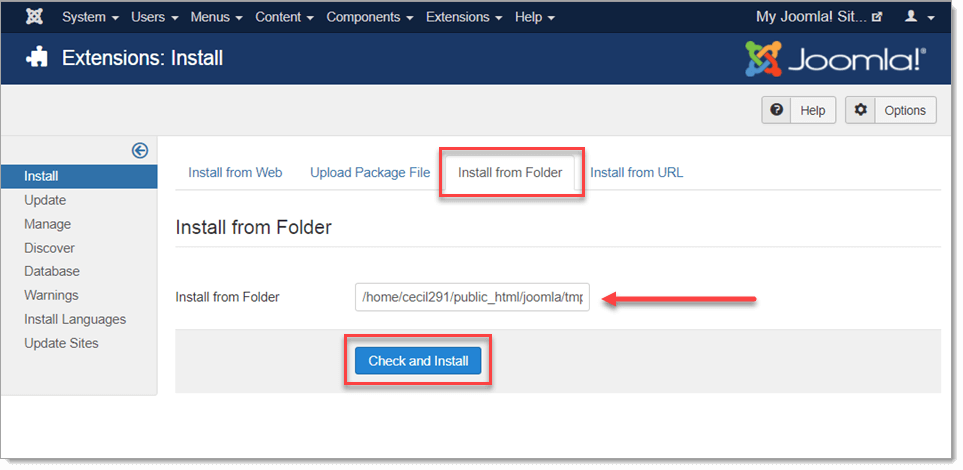 Install Joomla! Template From Folder