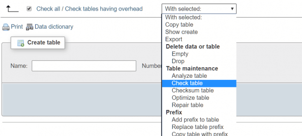 Check tables