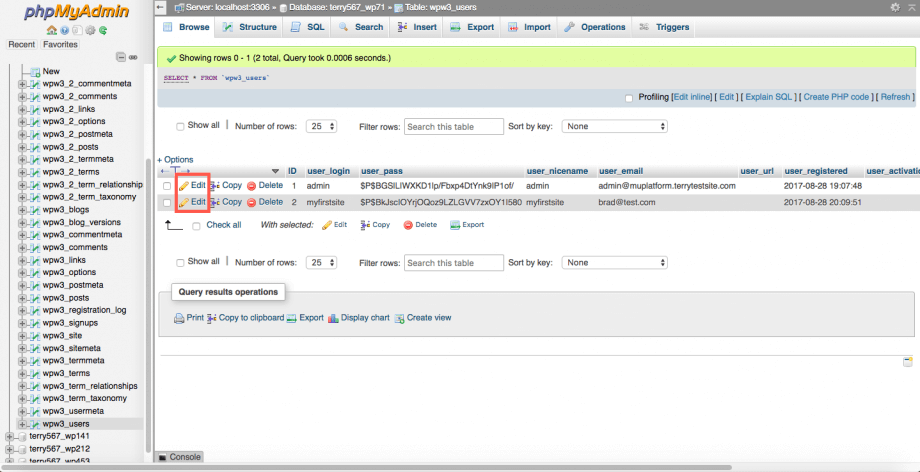How to use phpMyAdmin to modify fields in database tables