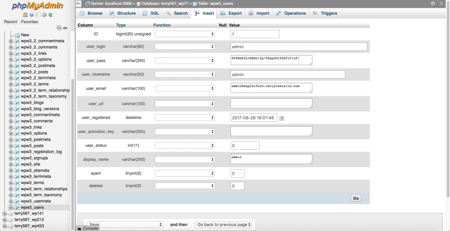 How to use phpMyAdmin to modify fields in database tables