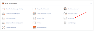 Select Server Time in WHM