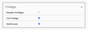 Reseller Privileges is checked