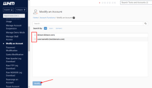 Modify and account in WHM