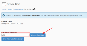 How to change the server time zone in WHM