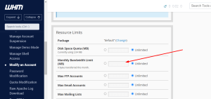 How to manage account bandwidth in WHM 2