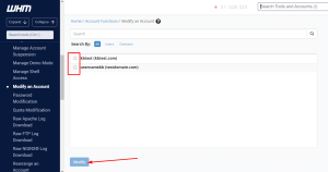 Modify reseller account in WHM