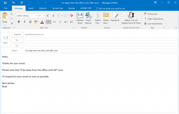Outlook Template