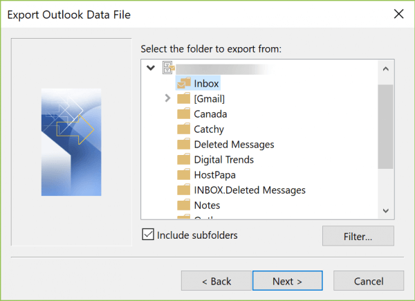 Continue the configuration process by doing the folder selection.