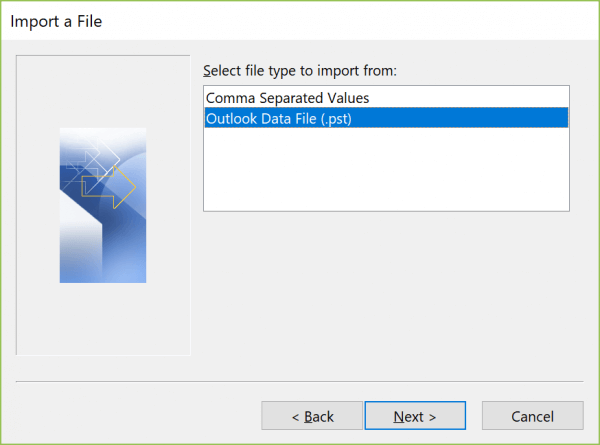Select "Outlook Data File" on Microsoft 365.