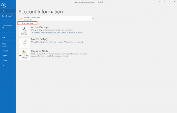 Click on the "Add account" option from your Gmail Mailbox.