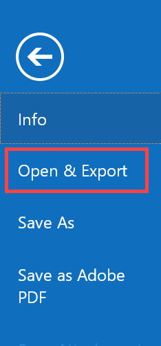 To continue with the Gmail & Outlook Migration, click on "Open and Export".
