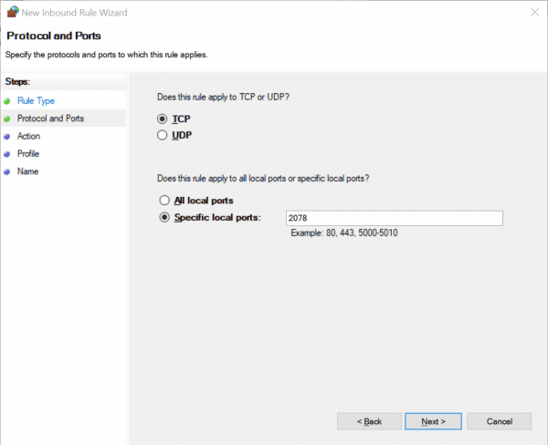 Protocol settings