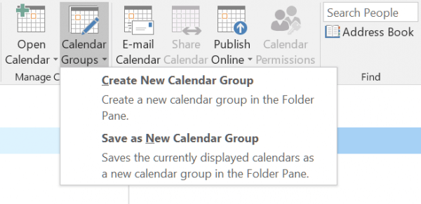 Calendar Group options