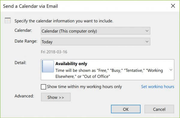 Send a calendar