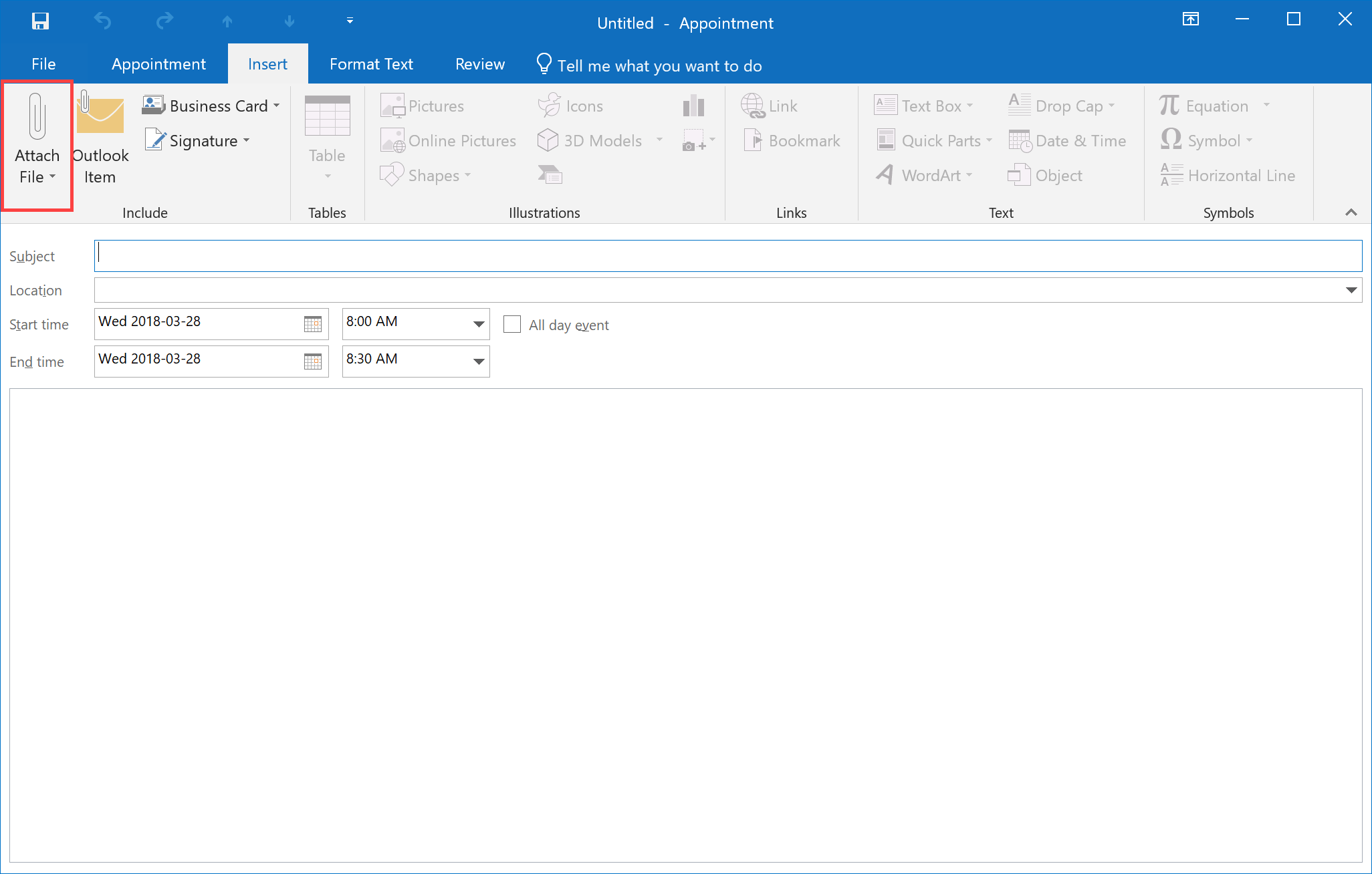 How to attach a file to a meeting invitation in Outlook