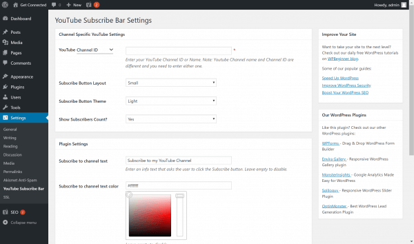 Plugin settings