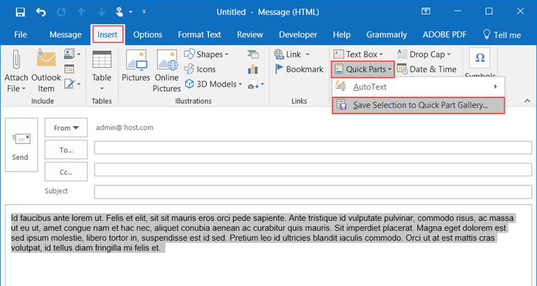 How to save and reuse email content in Outlook 2016