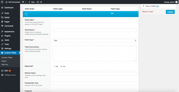 Custom Field settings