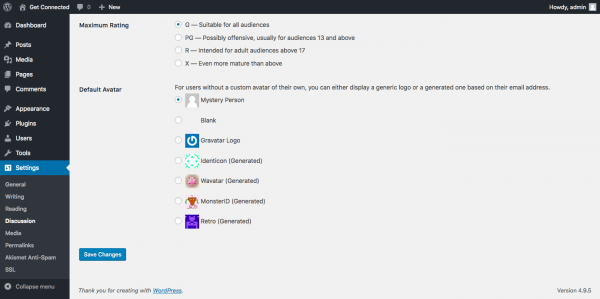 Discussion settings