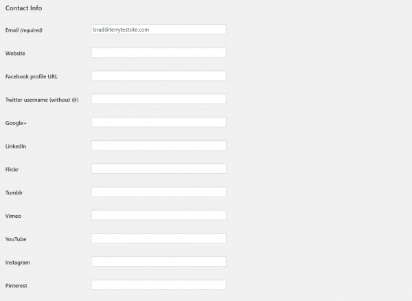 User account settings