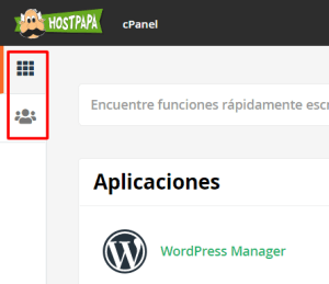 cPanel menú