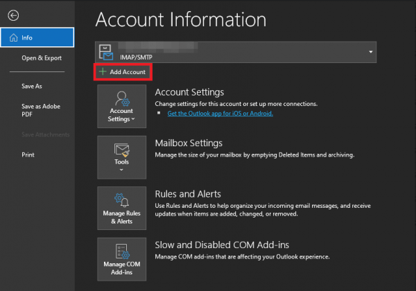 How to add your Microsoft 365 email in Outlook 2016
