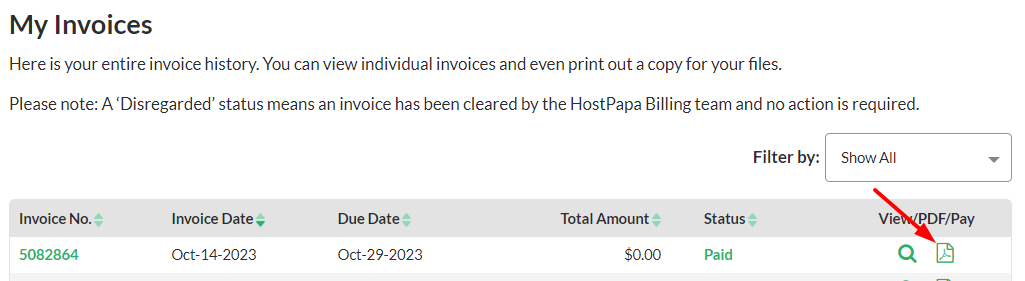 Download your HostPapa invoice