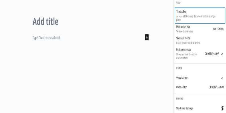 A screenshot of a blank new post in WordPress.
