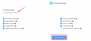 How to edit email settings Softaculous 
