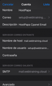 Cómo agregar tu correo de cPanel en tu iPhone o iPad