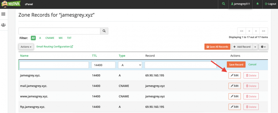 How to update an existing A record | HostPapa Support