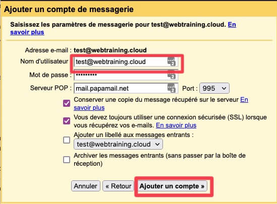 Comment mettre en place la messagerie HostPapa Novice ou Avancé dans Gmail (Webmail) 4