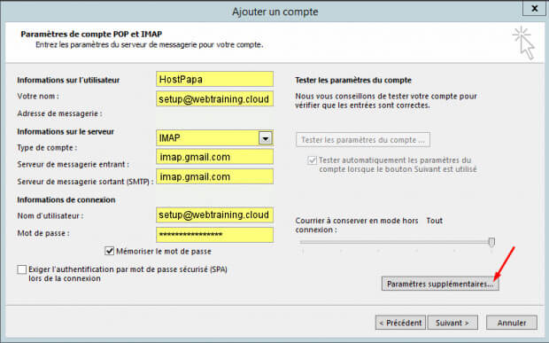 Comment mettre en place votre messagerie HostPapa Novice ou Avancé dans Outlook 2013 3