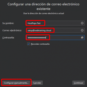 Cómo configurar el correo electrónico Básico o Avanzado de HostPapa en Thunderbird 2