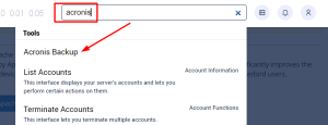 Search for Acronis in WHM