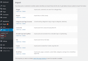 How to import content in WordPress 2