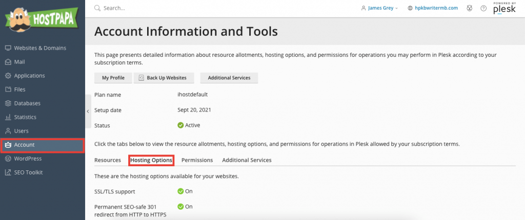 Hosting features available with Plesk web hosting | HostPapa Support