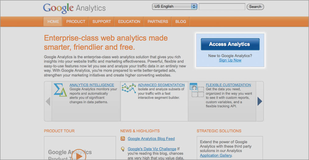 Google Analytics Home Screen