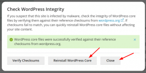 WordPress Core Checksum Verification in Plesk 4