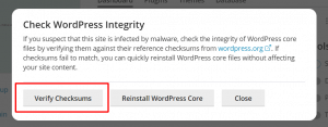 WordPress Core Checksum Verification in Plesk 3