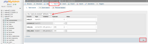 How to search a database using phpMyAdmin
