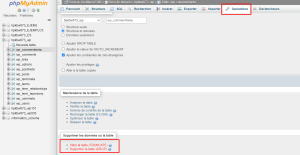 Comment effacer une table dans une base de données avec phpMyAdmin 5