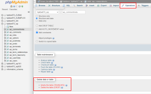 How to delete a table in a database with phpMyAdmin