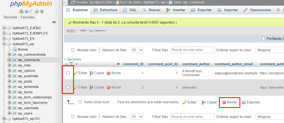 Cómo eliminar una tabla en una base de datos (phpMyAdmin)