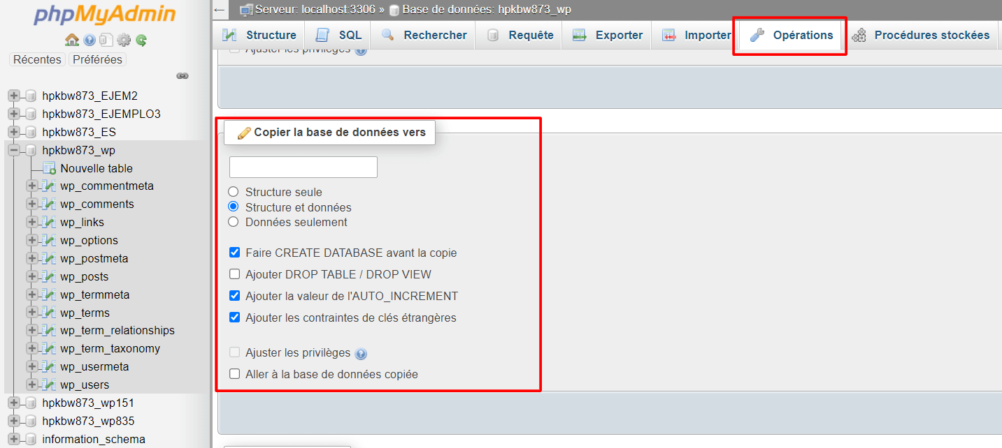 Comment utiliser phpMyAdmin pour copier une table de base de données