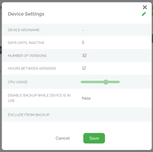 HostPapa Device Backup: Device settings overview