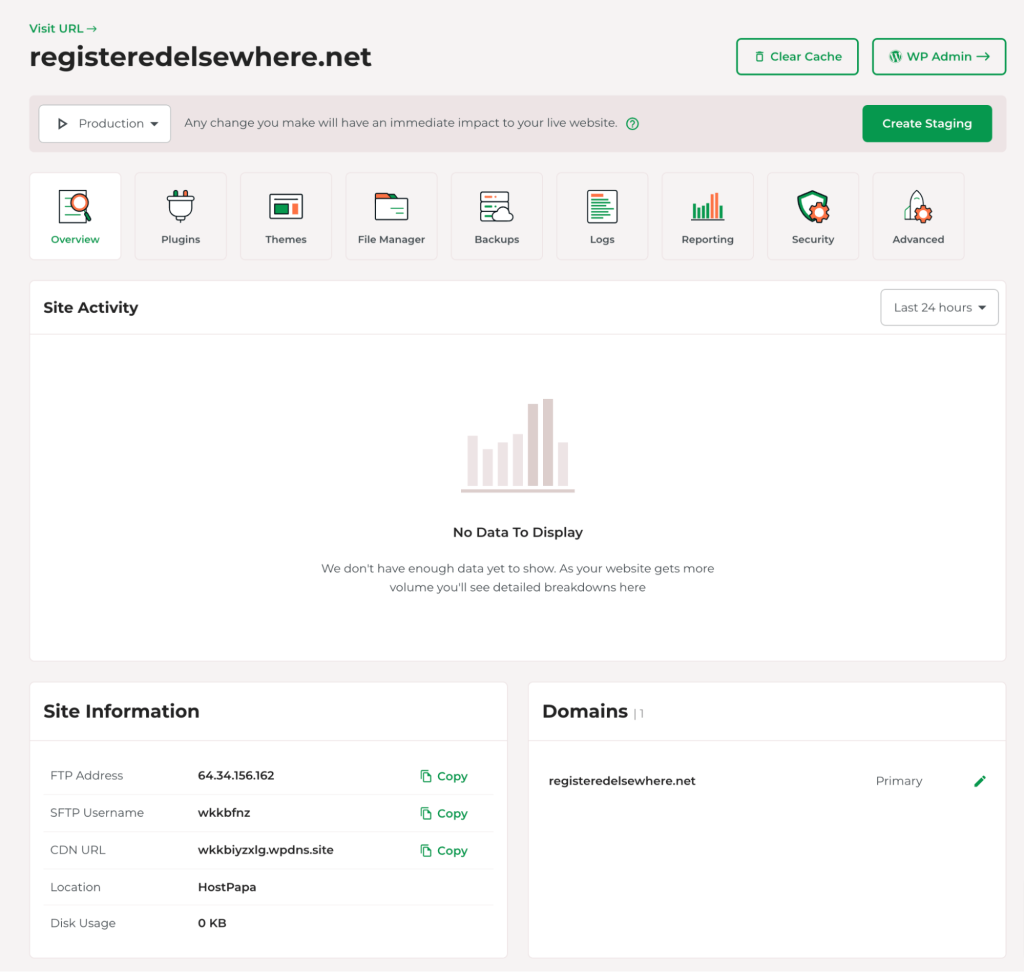 This is your Managed WordPress Dashboard